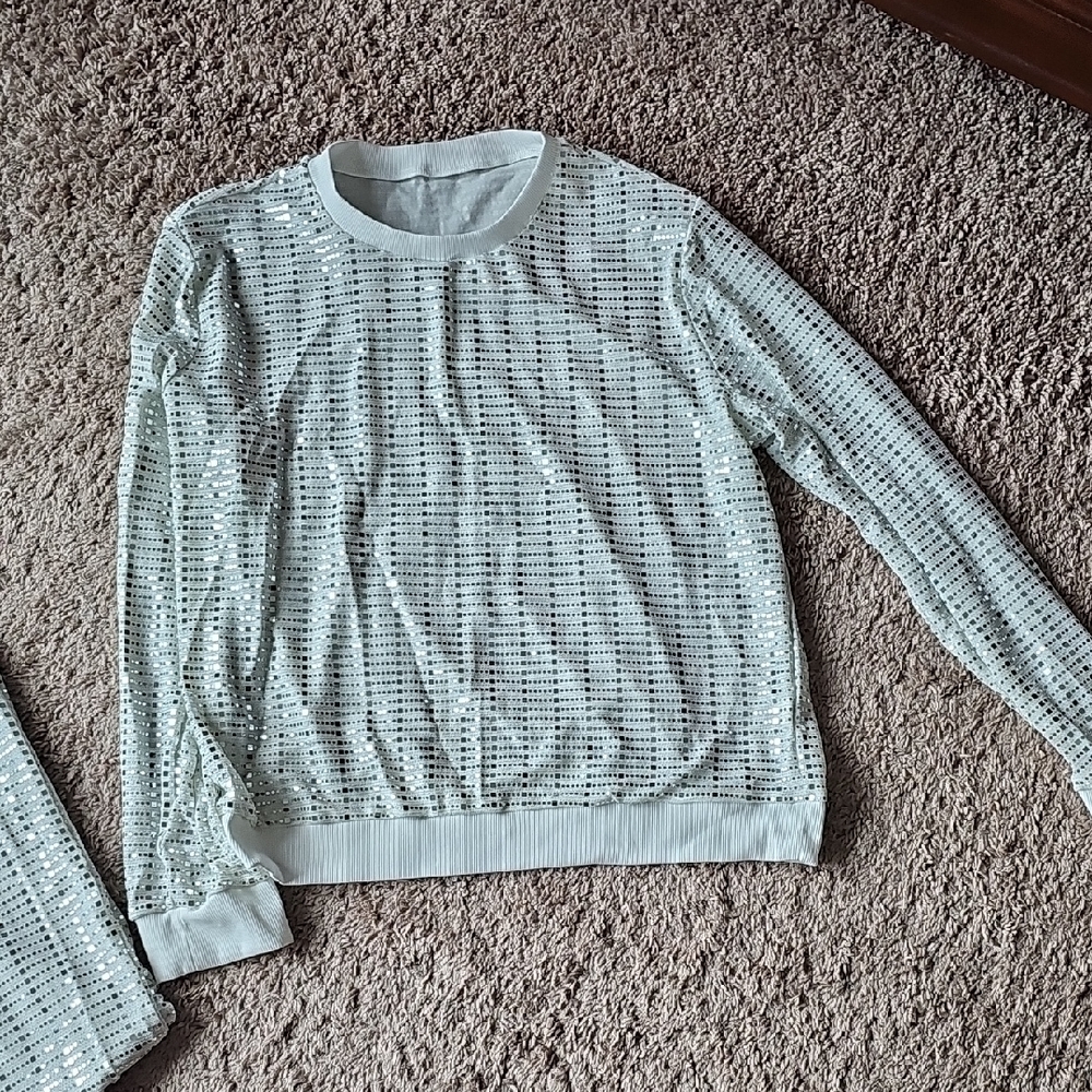 Amazon Essentials Silver Sequin Top